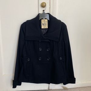 BASS women’s black short peacoat (size: large)